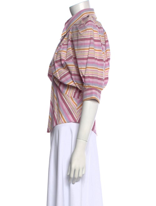 Isabel Marant Striped Three-Quarter Sleeve Button-Up Top