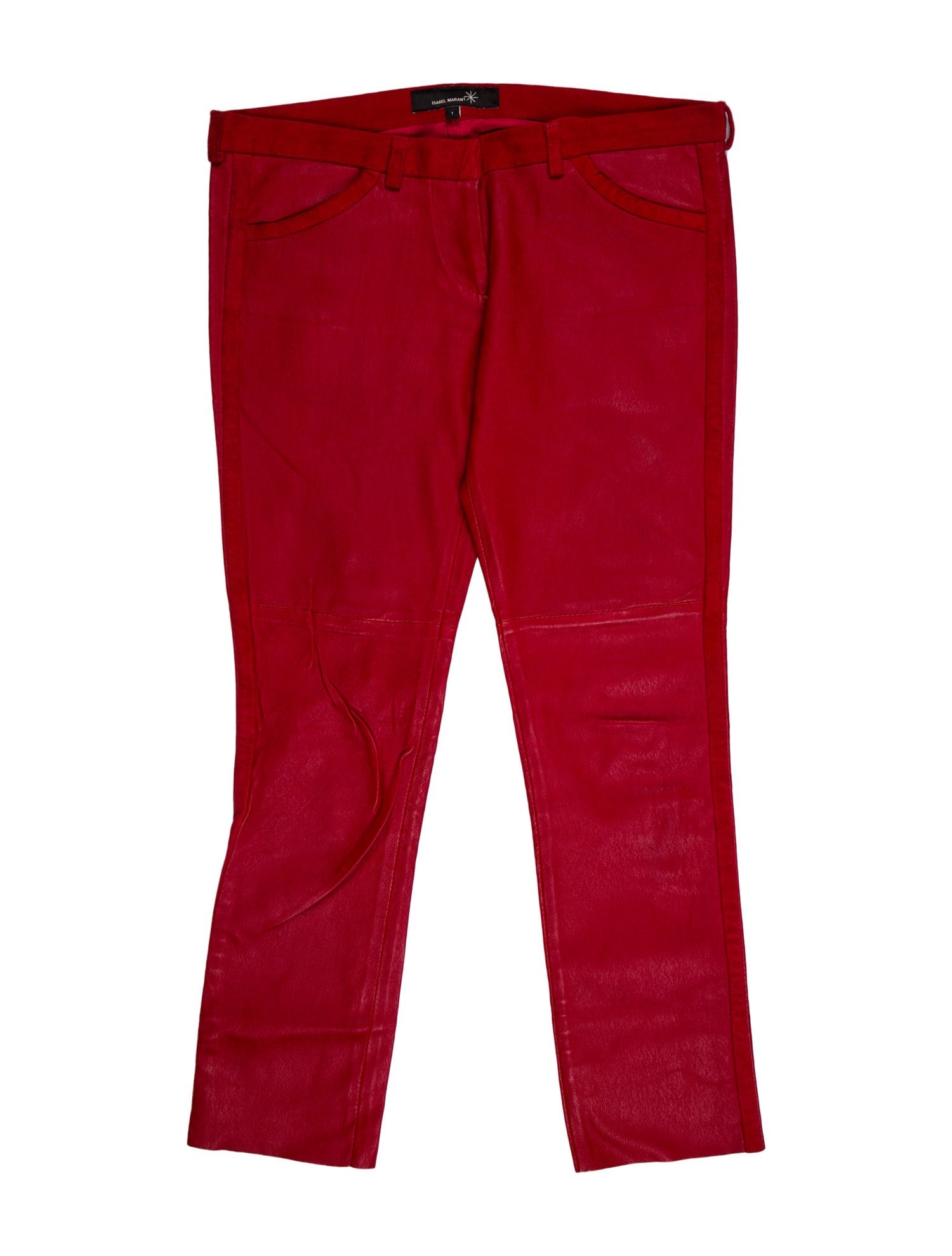 Isabel Marant Lamb Leather Straight Leg Pants
