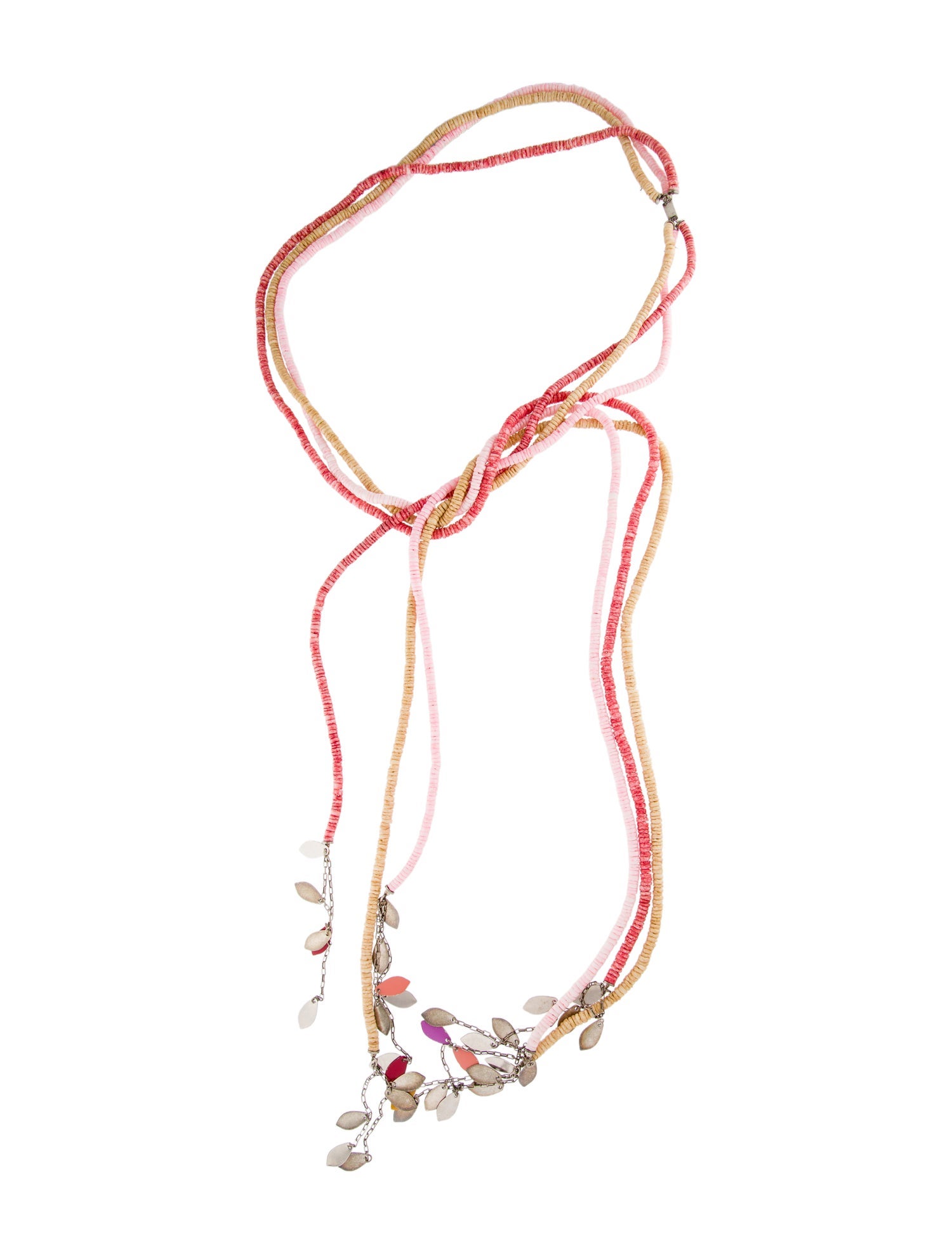 Isabel Marant Shell & Enamel Leaf Multistrand Lariat Necklace