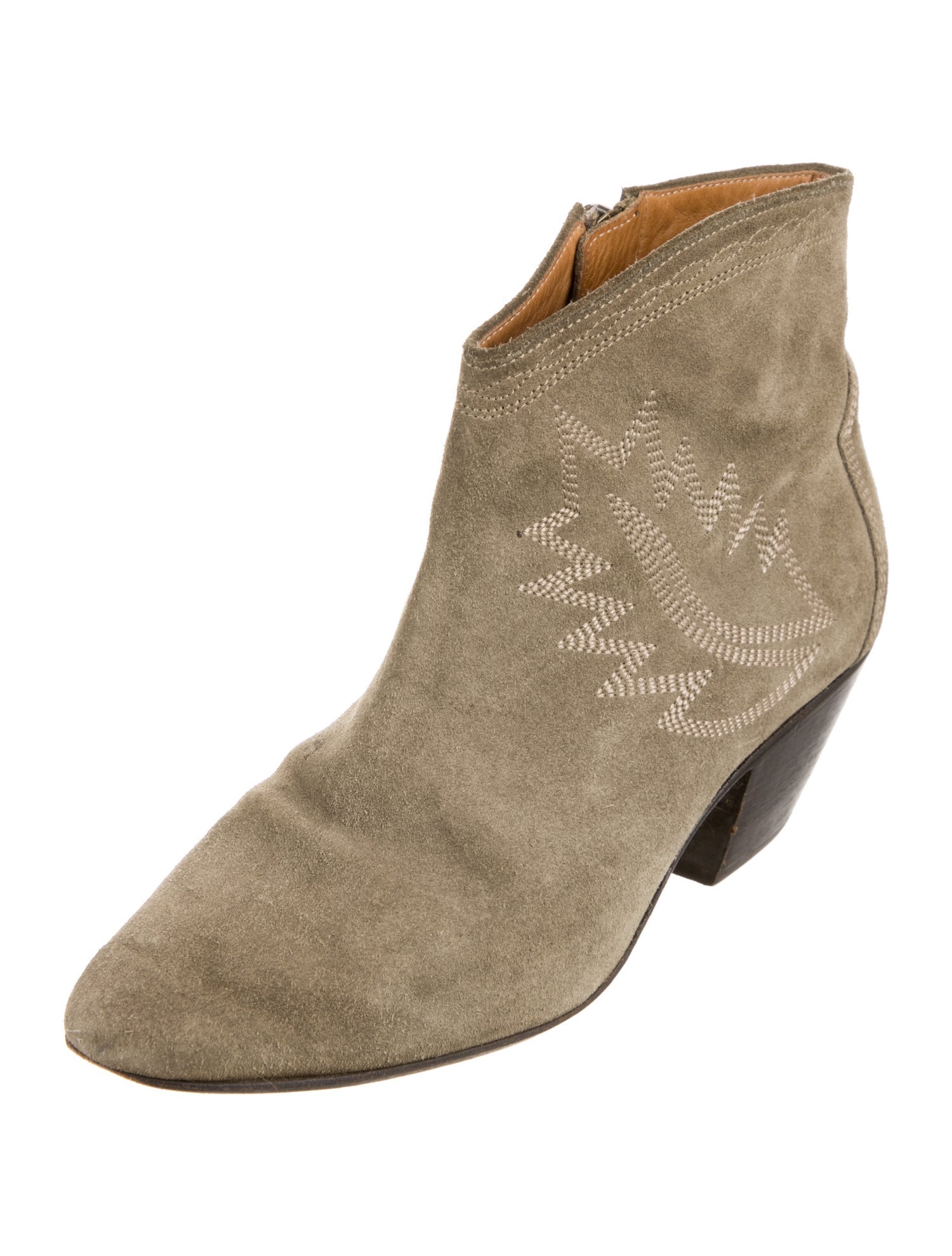 Isabel Marant Suede Embroidered Accent Western Boots