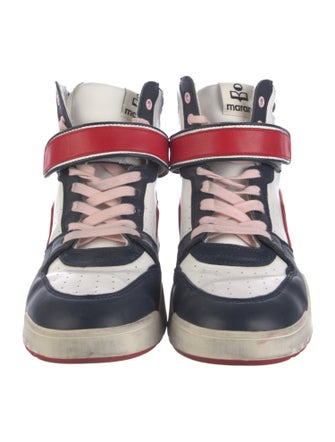 Isabel Marant Leather Colorblock Pattern Sneakers