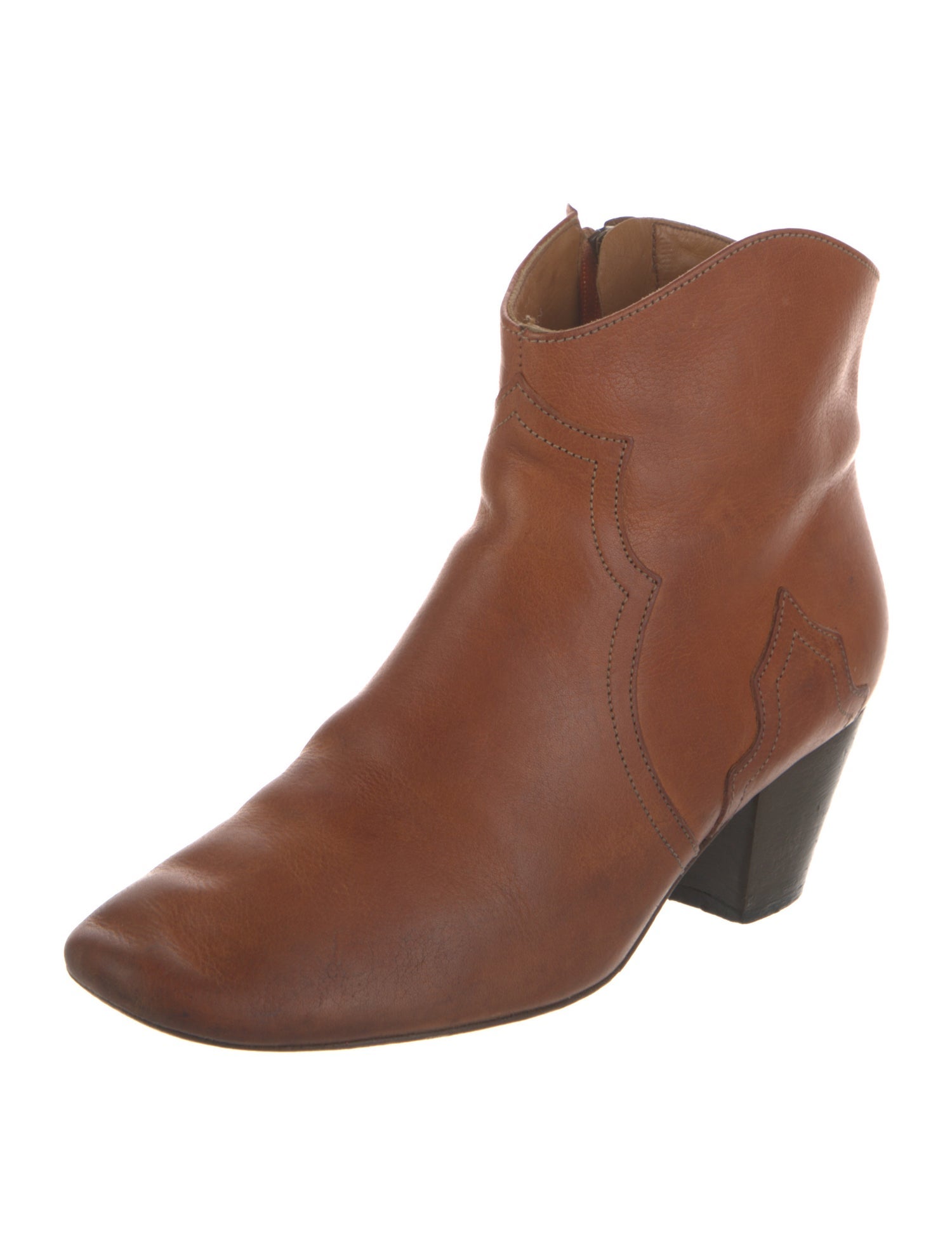 Isabel Marant Leather Colorblock Pattern Western Boots