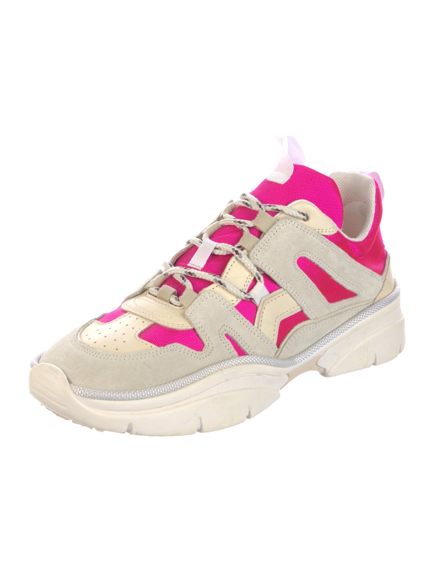 Isabel Marant Suede Colorblock Pattern Chunky Sneakers