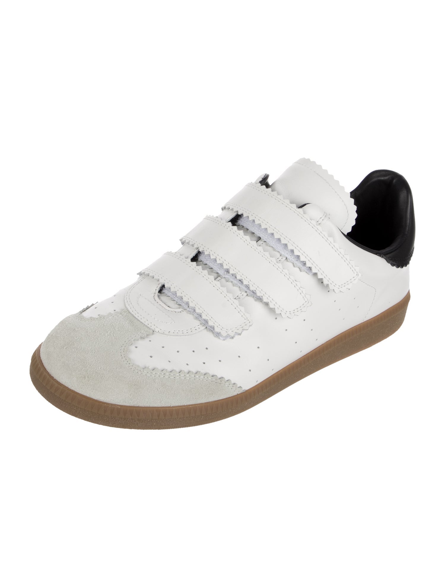 Isabel Marant Leather Scalloped Accent Sneakers