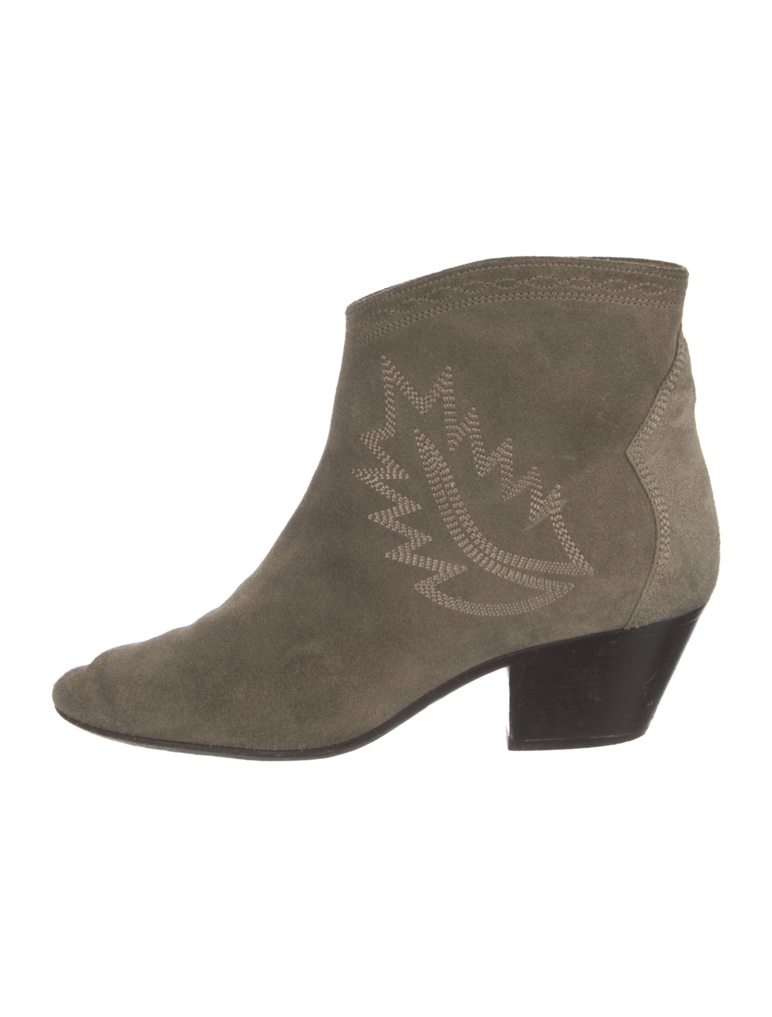 Isabel Marant Suede Embroidered Accent Western Boots