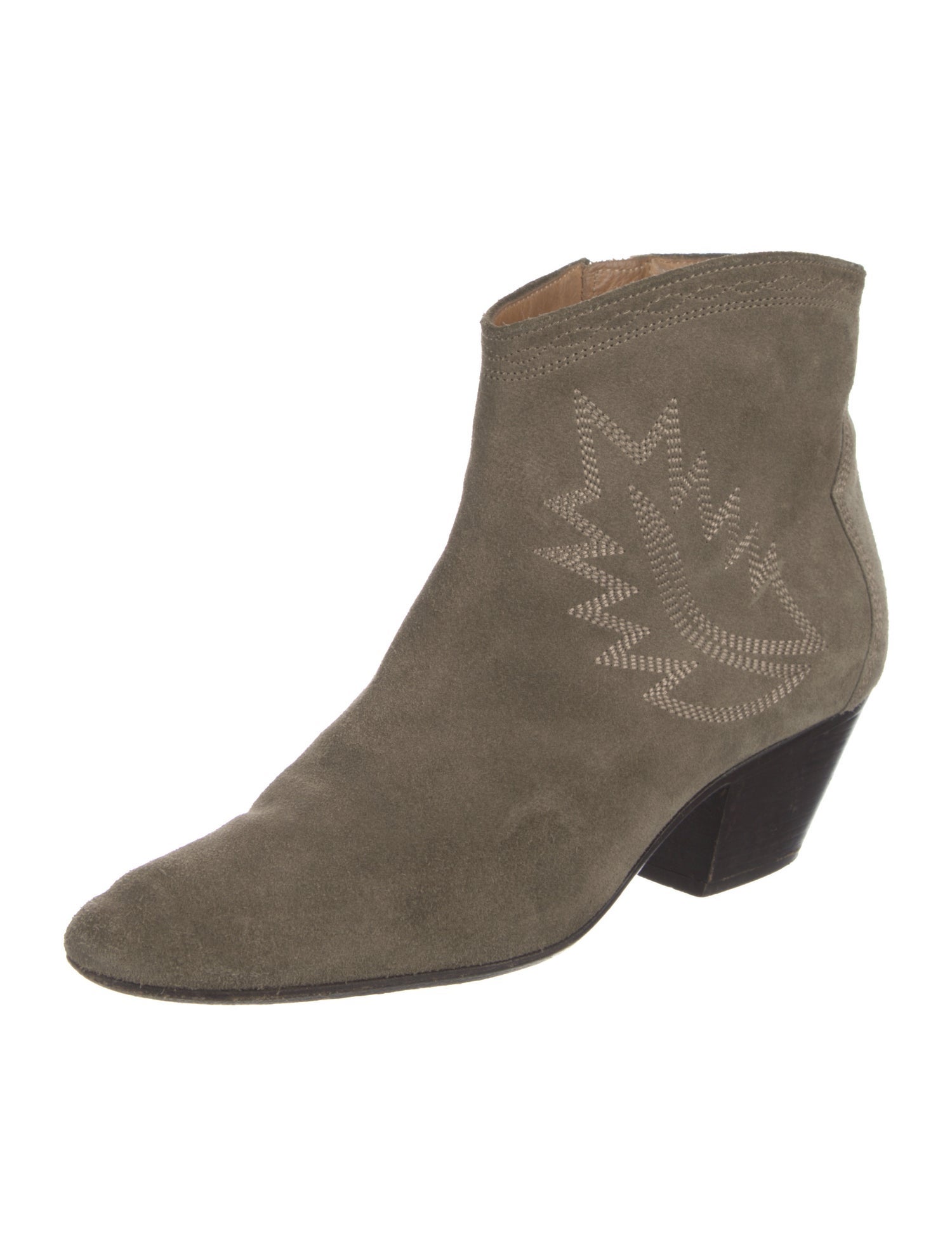 Isabel Marant Suede Embroidered Accent Western Boots