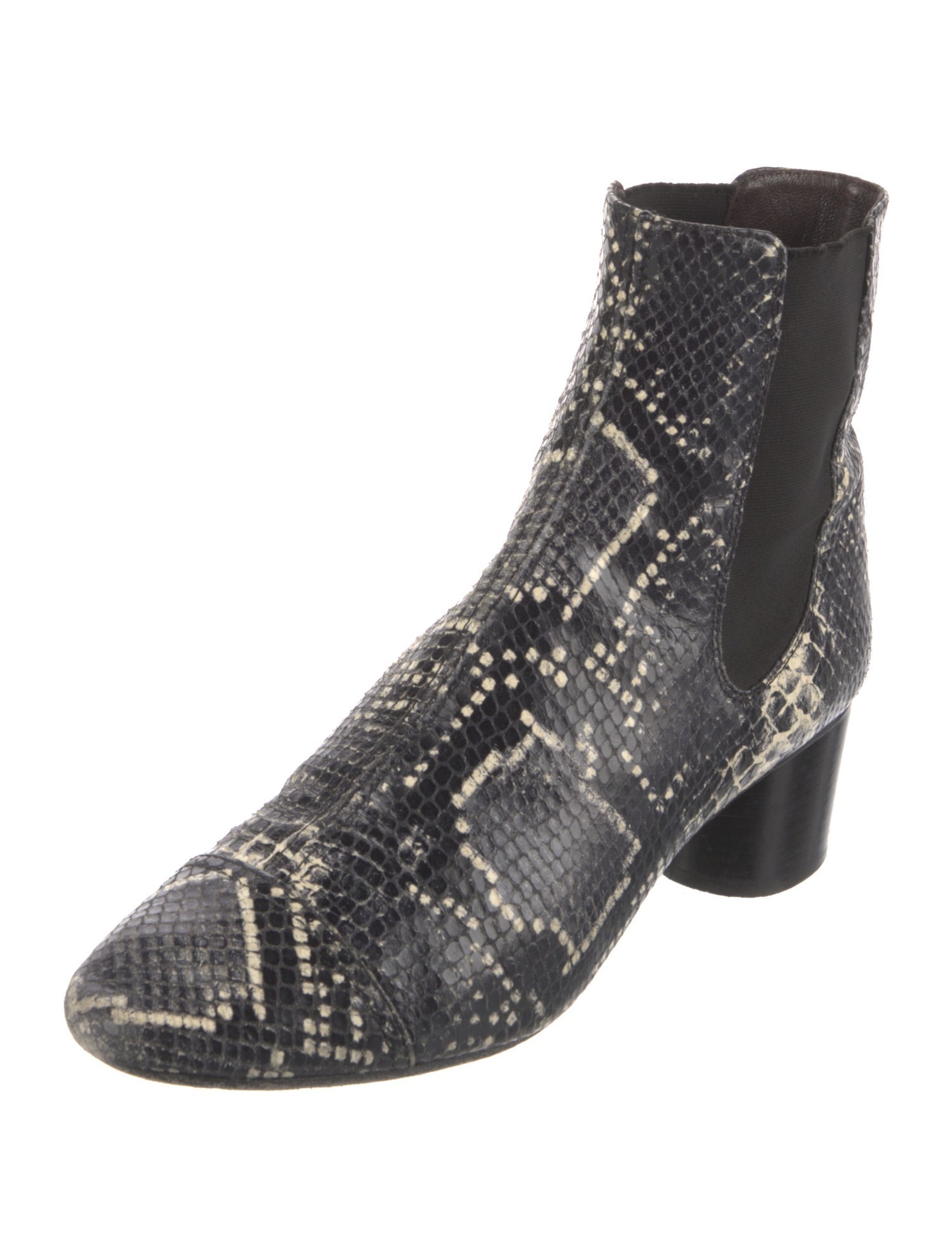 Isabel Marant Embossed Leather Animal Print Chelsea Boots