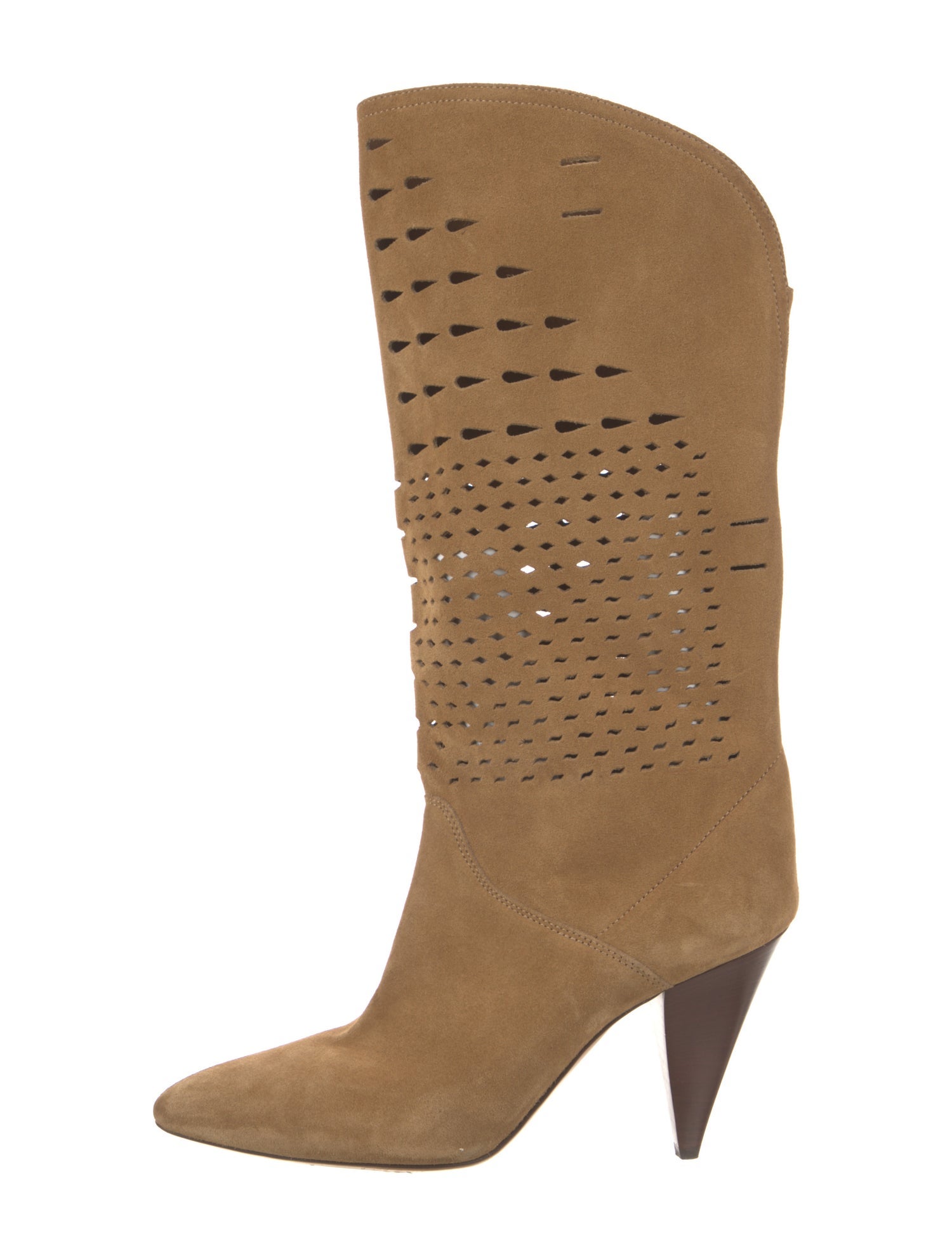 Isabel Marant Suede Colorblock Pattern Western Boots