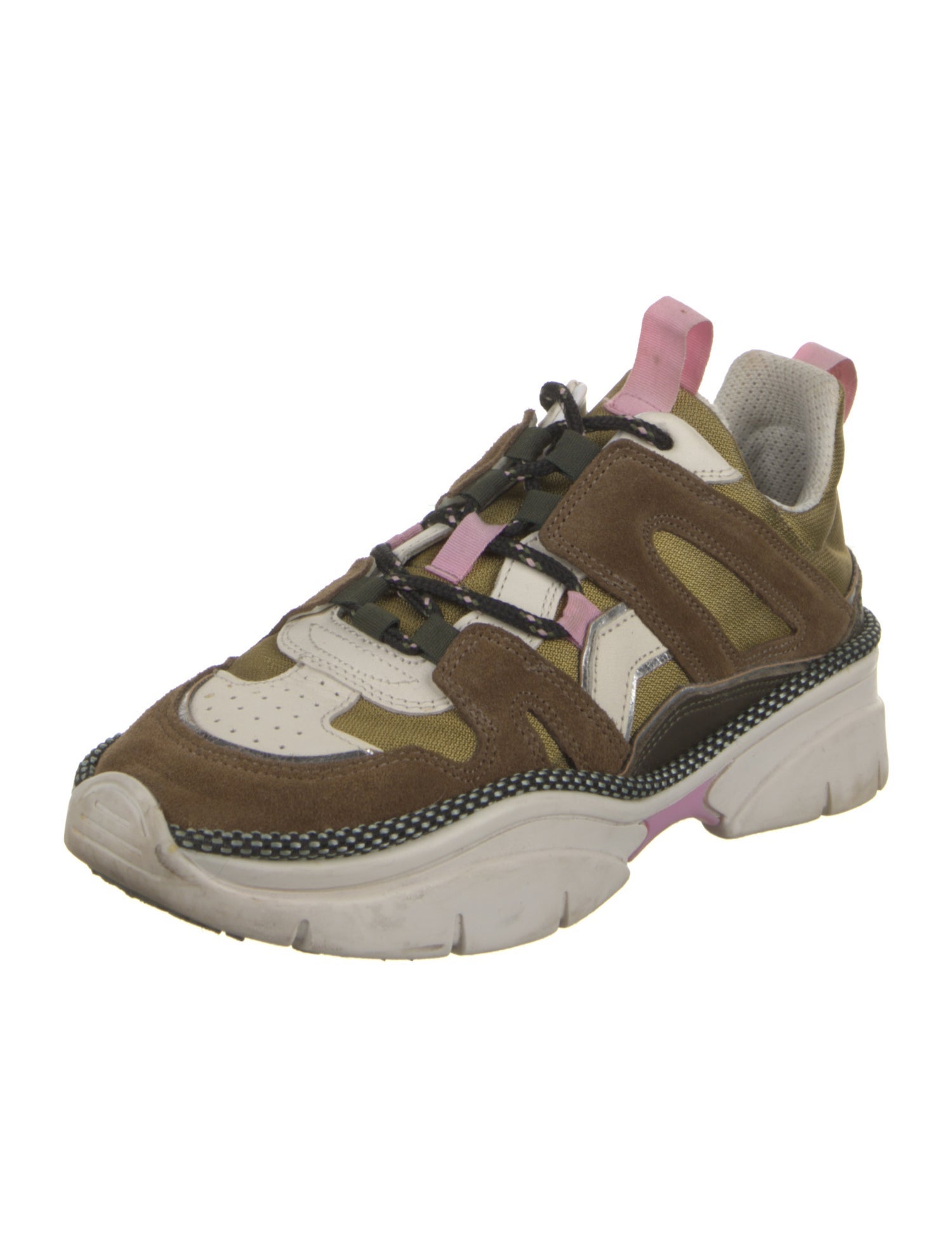 Isabel Marant Suede Colorblock Pattern Chunky Sneakers