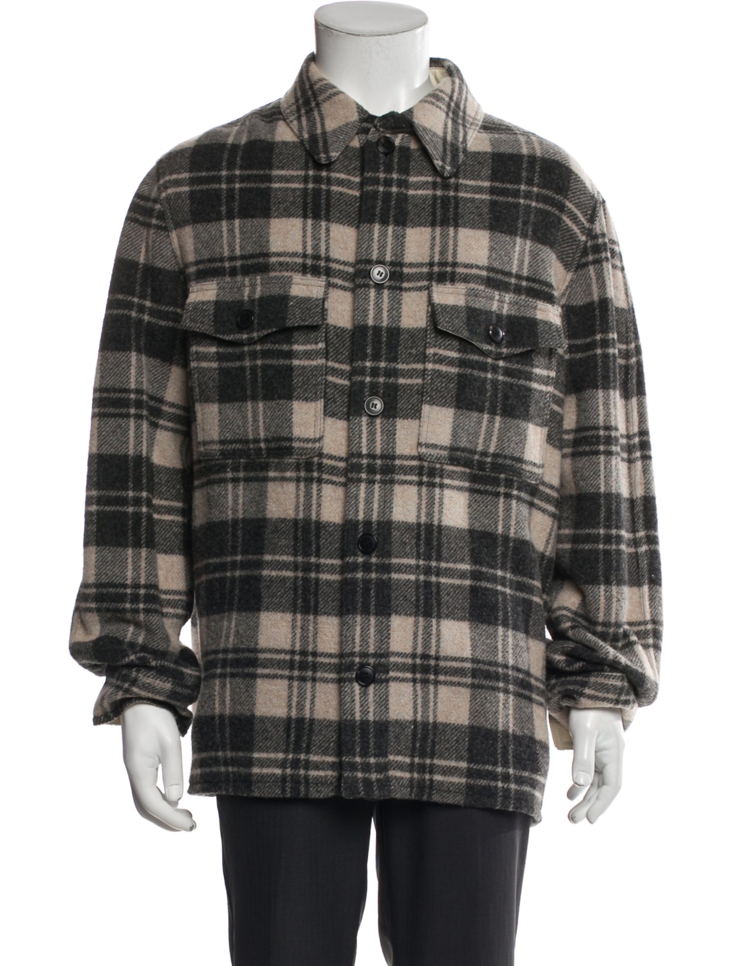 Isabel Marant Wool Plaid Print Trucker Jacket