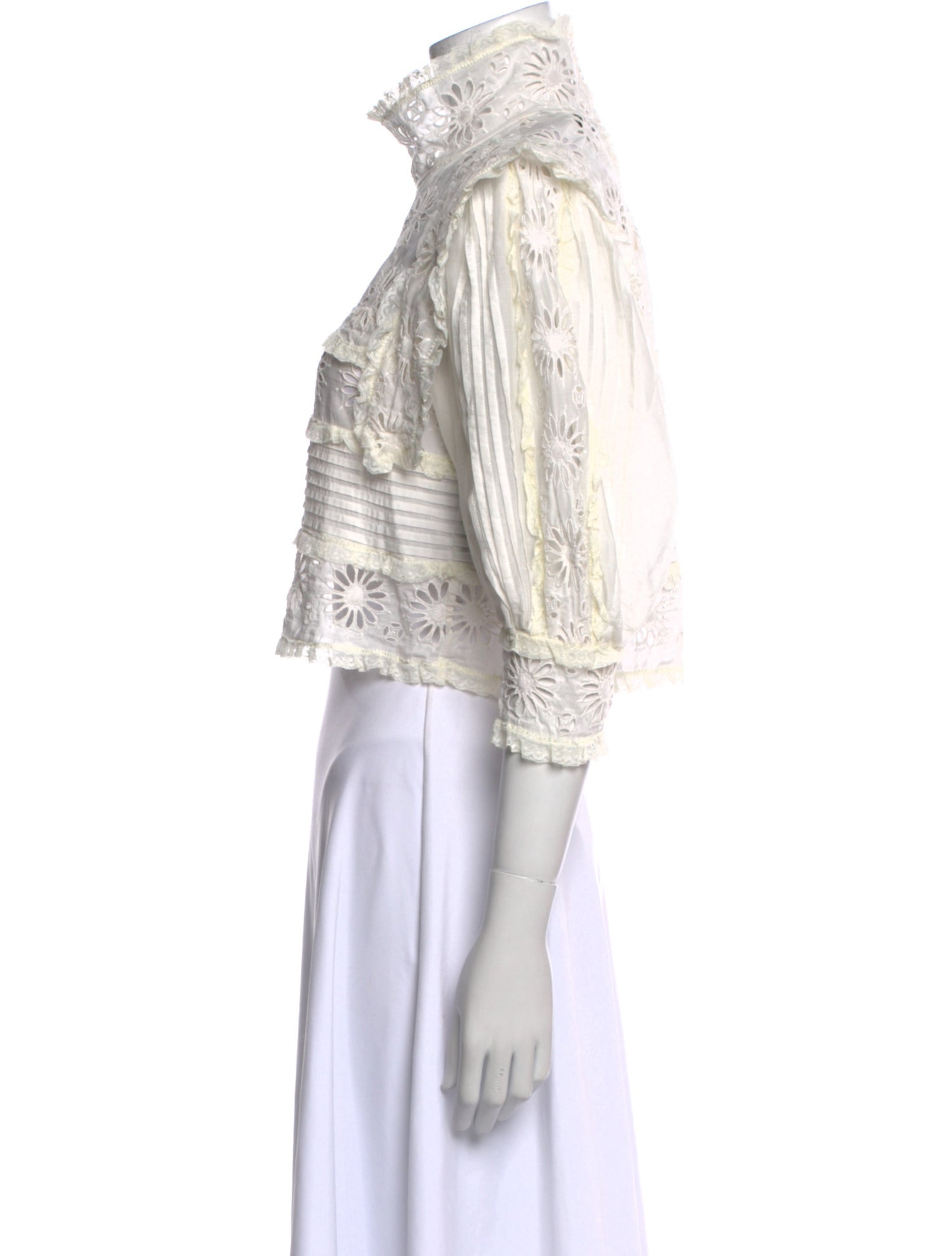 Isabel Marant Lace Pattern Mock Neck Crop Top