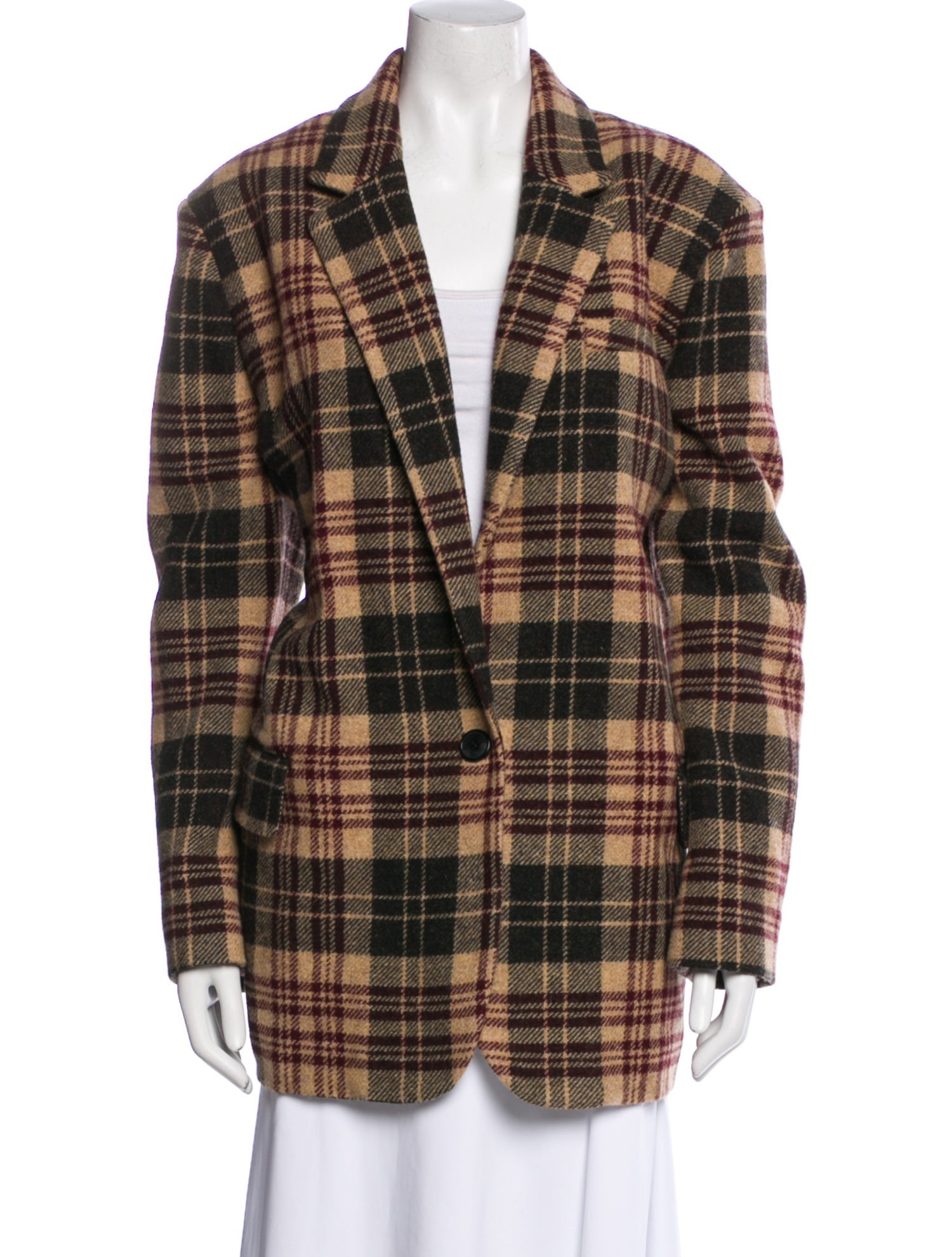 Isabel Marant Wool Plaid Print Peacoat w/ Tags