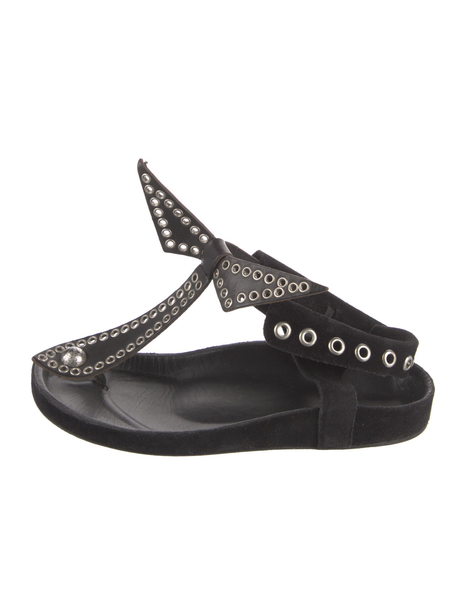 Isabel Marant Suede Studded Accents T-Strap Sandals
