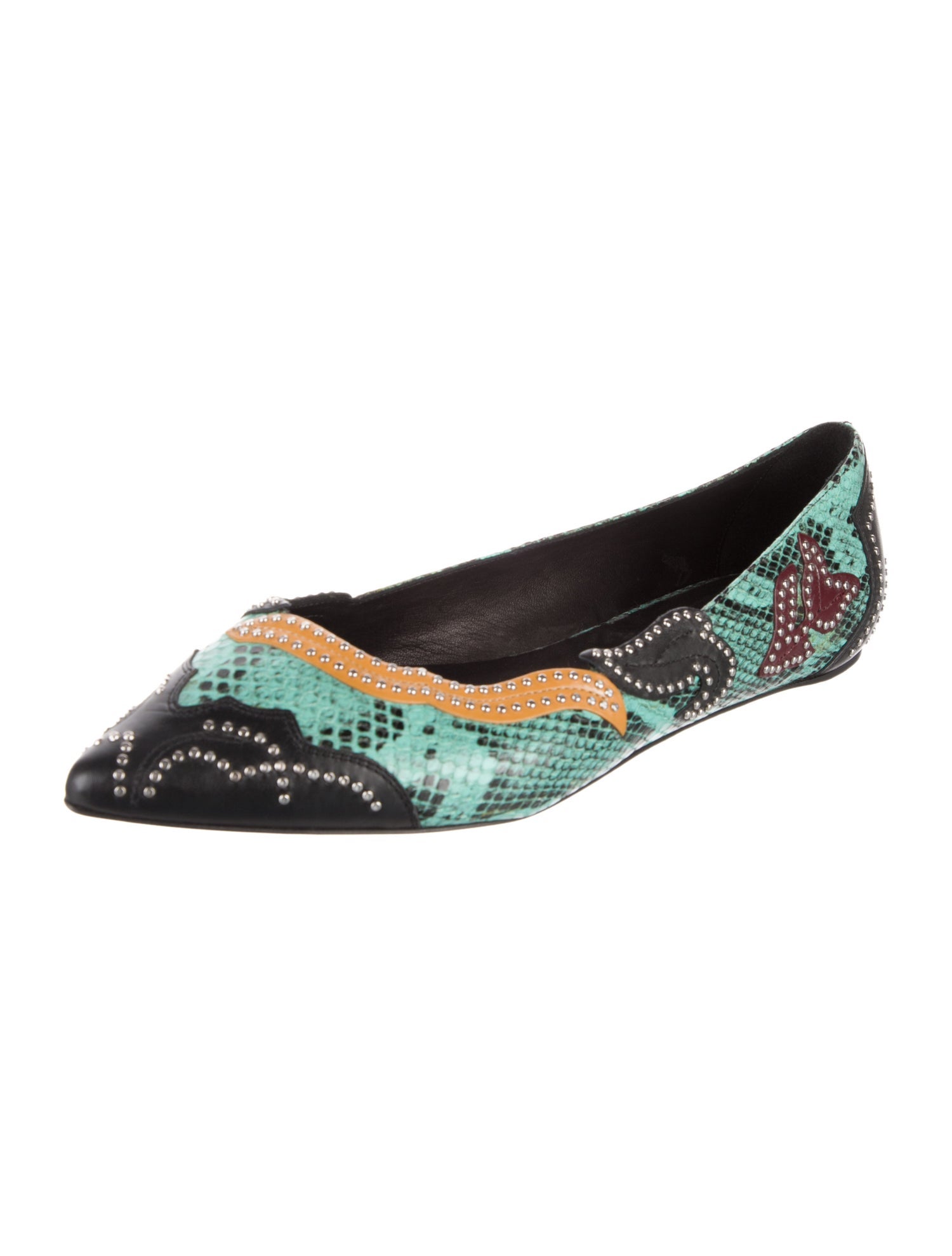 Isabel Marant Embossed Leather Animal Print Ballet Flats