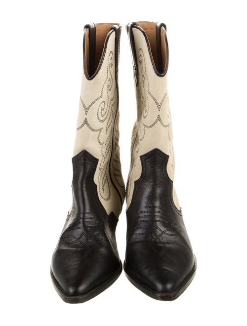 Isabel Marant Leather Colorblock Pattern Western Boots