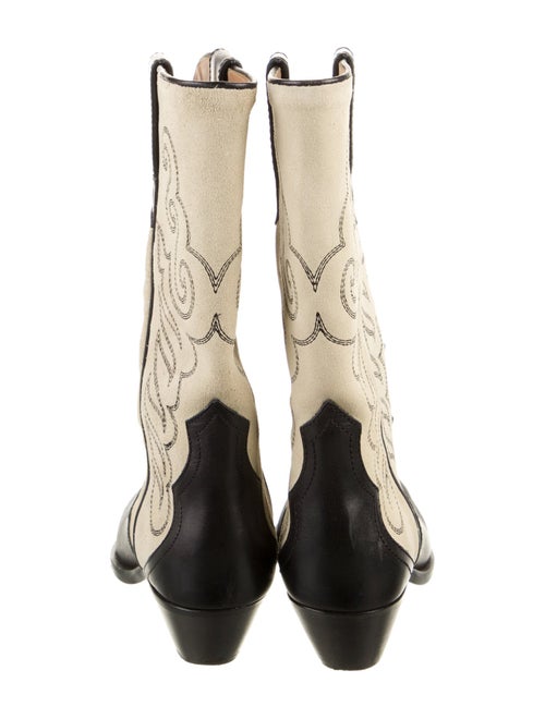 Isabel Marant Leather Colorblock Pattern Western Boots