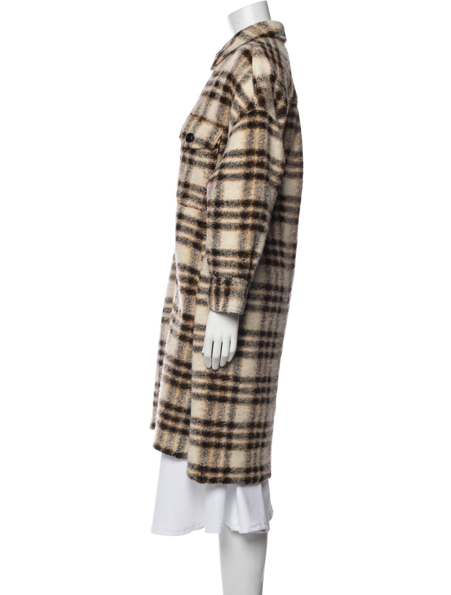 Isabel Marant Merino Wool Plaid Print Coat
