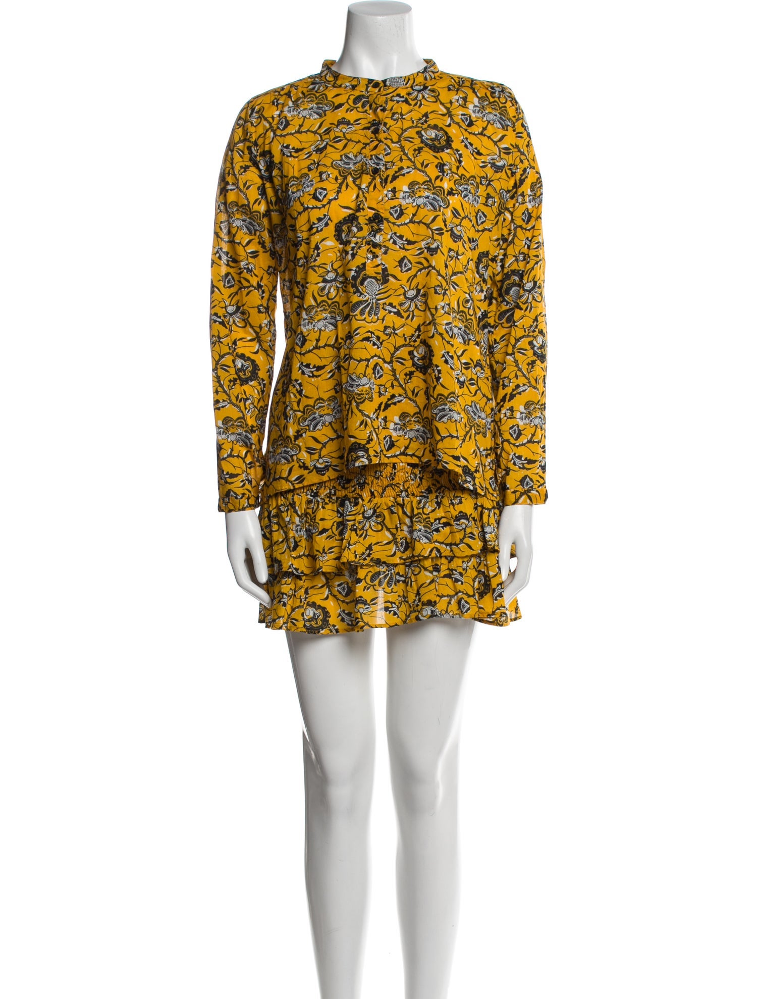 Isabel Marant Floral Print Ruffle Embellishment Skirt Set