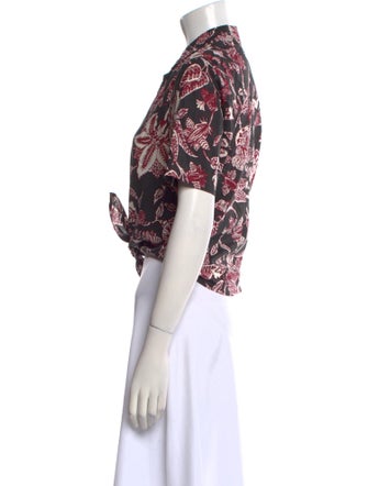 Isabel Marant Printed Short Sleeve Crop Top