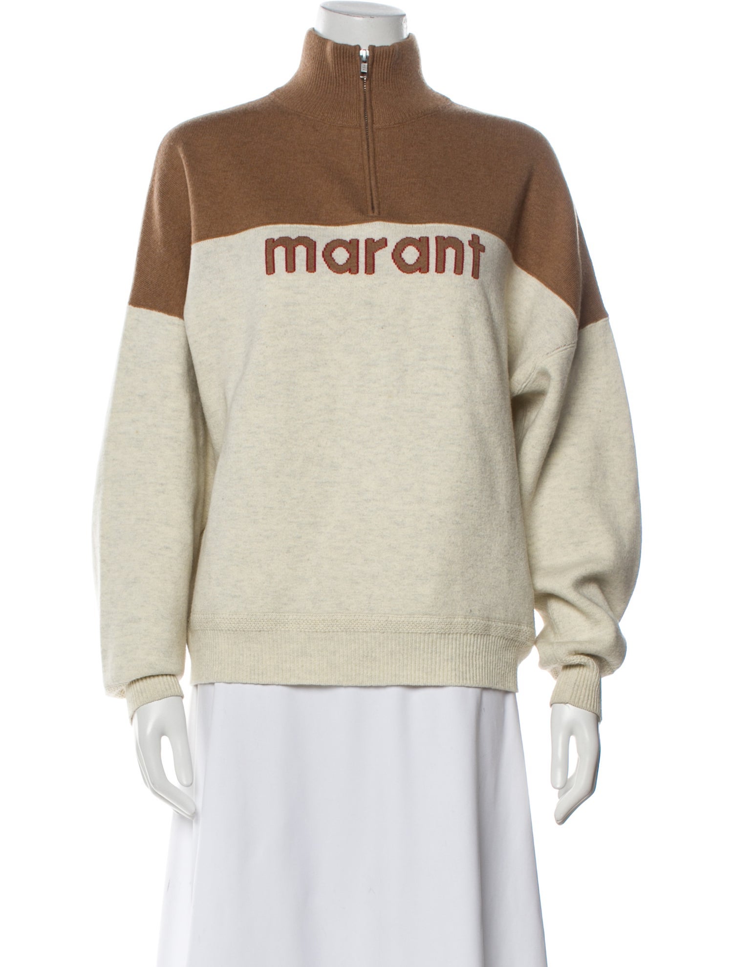Isabel Marant Colorblock Pattern Mock Neck Sweater