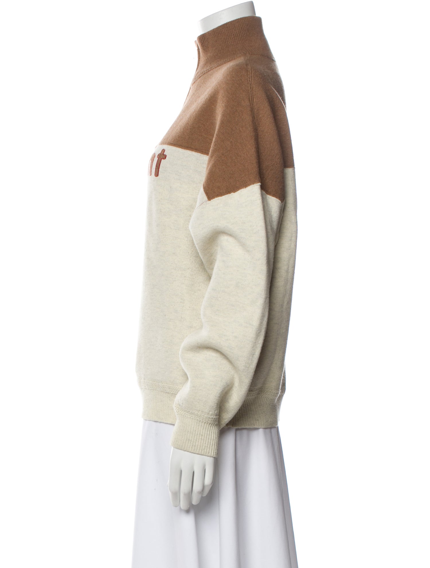 Isabel Marant Colorblock Pattern Mock Neck Sweater