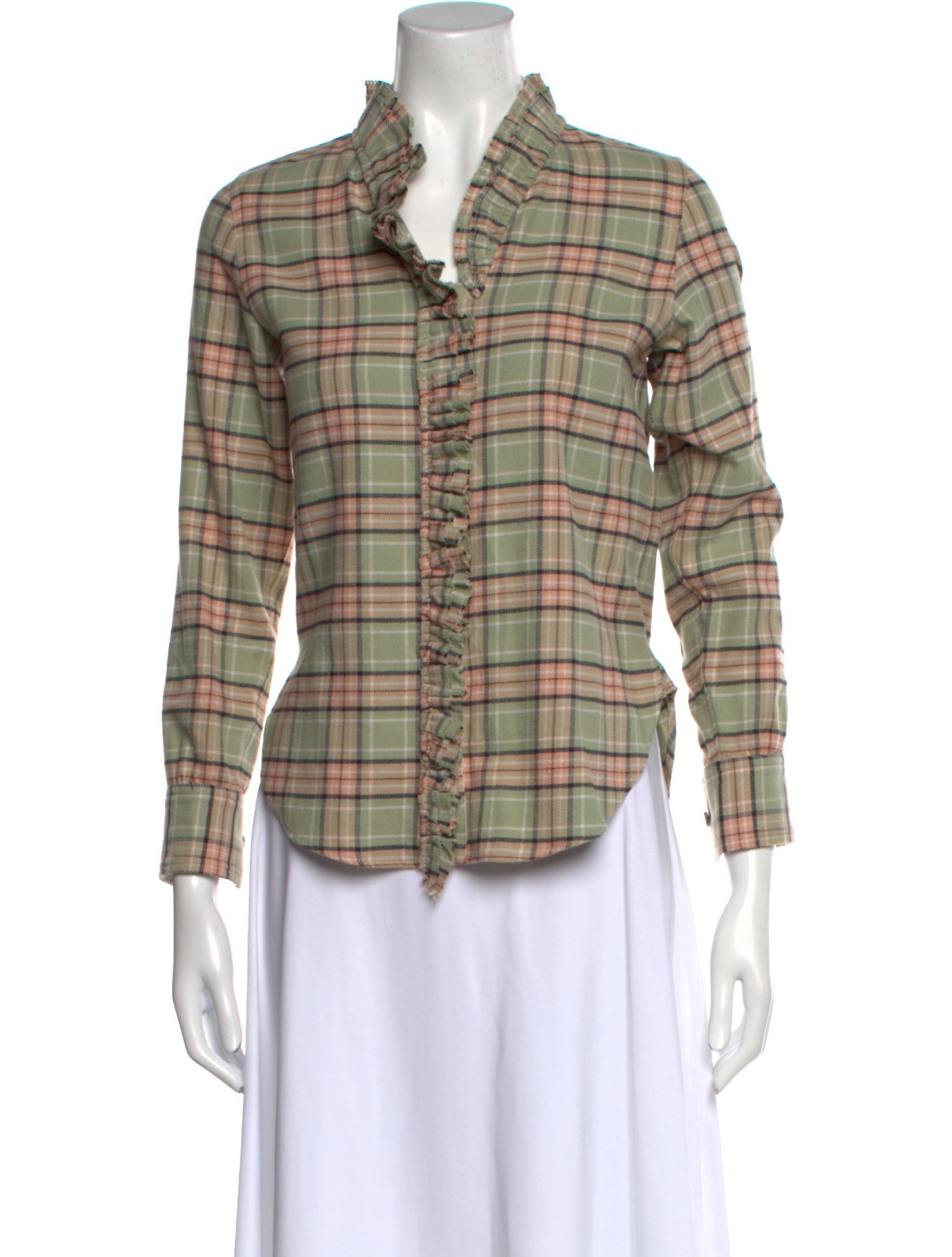 Isabel Marant Plaid Print V-Neck Button-Up Top