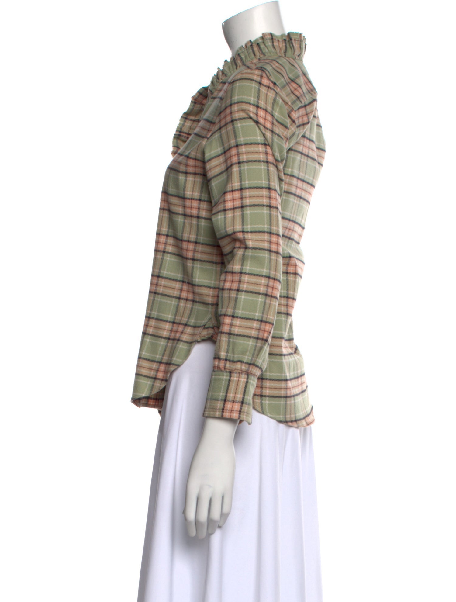 Isabel Marant Plaid Print V-Neck Button-Up Top