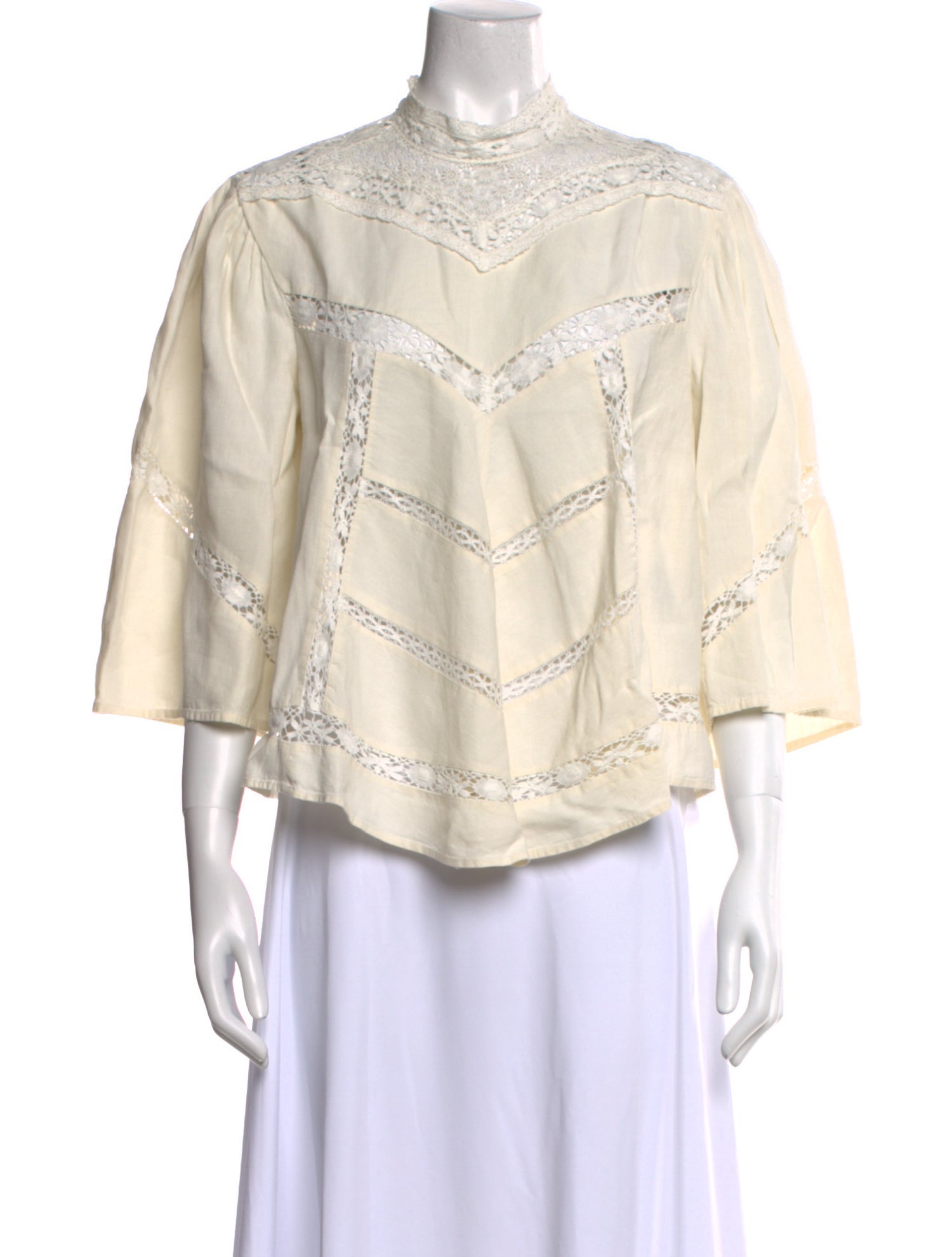 Isabel Marant Mock Neck Three-Quarter Sleeve Blouse