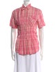 Isabel Marant Plaid Print Short Sleeve Button-Up Top