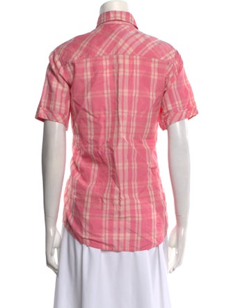 Isabel Marant Plaid Print Short Sleeve Button-Up Top