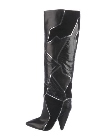 Pre-owned Isabel Marant Leather Printed Boots In Black