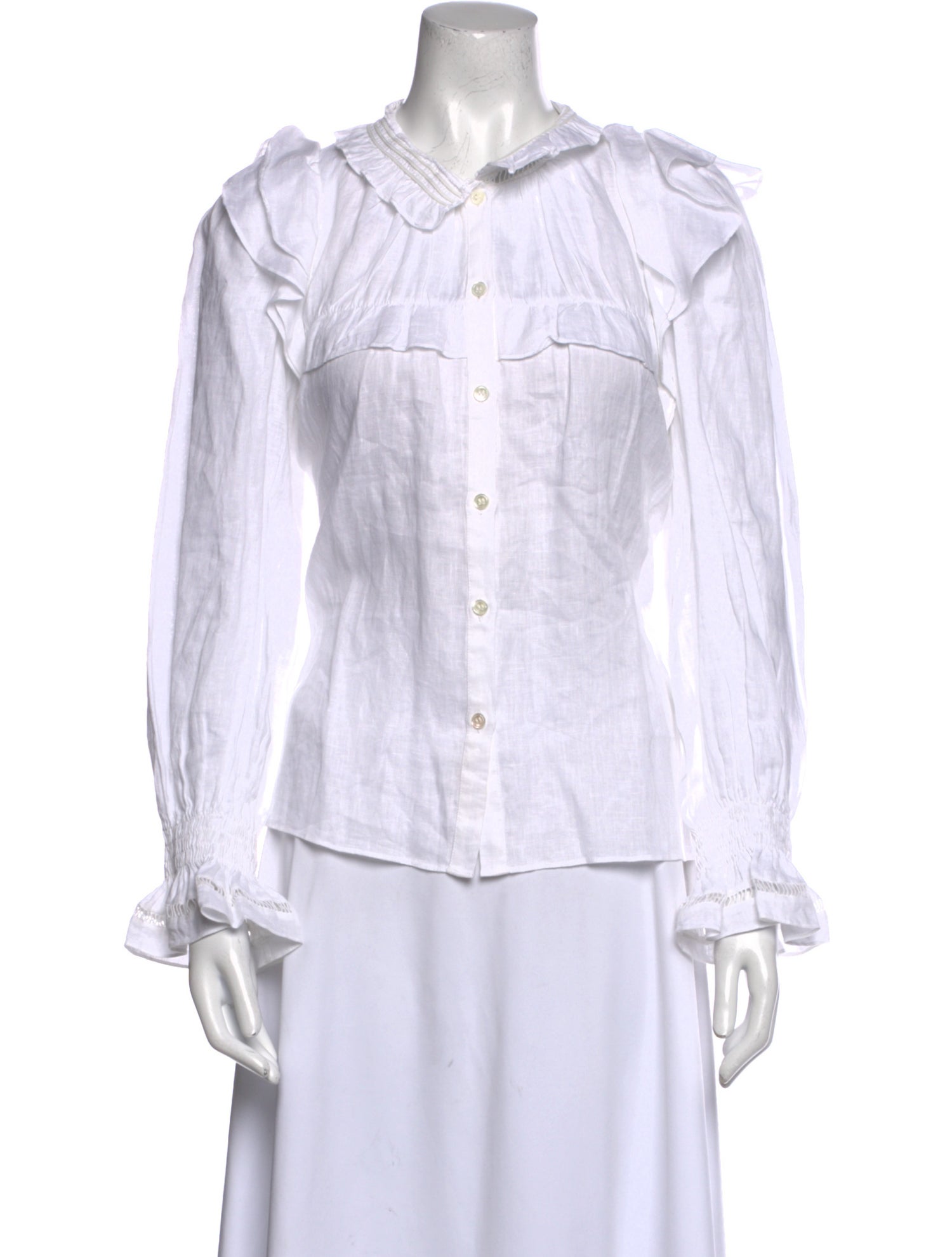 Isabel Marant Linen Long Sleeve Button-Up Top
