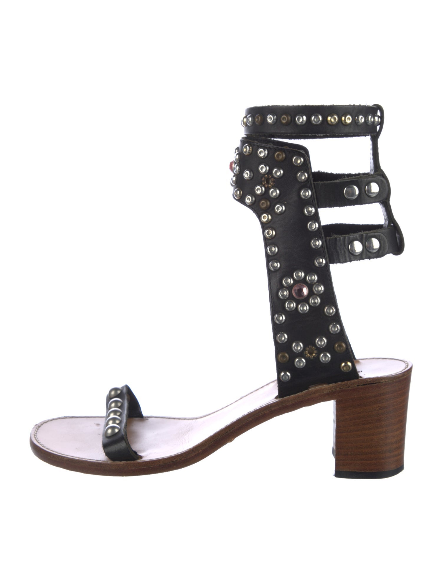 Isabel Marant Leather Crystal Embellishments Gladiator Sandals