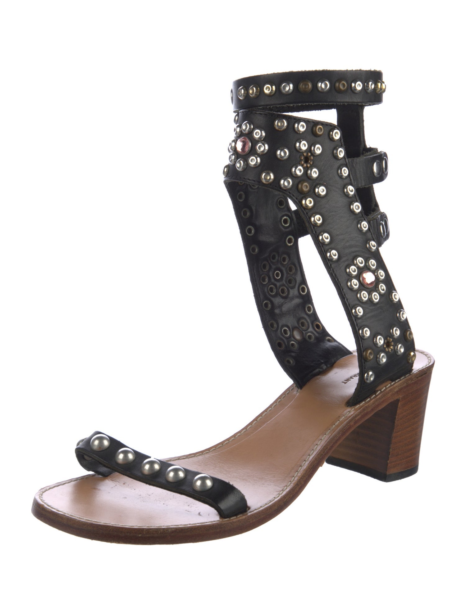Isabel Marant Leather Crystal Embellishments Gladiator Sandals