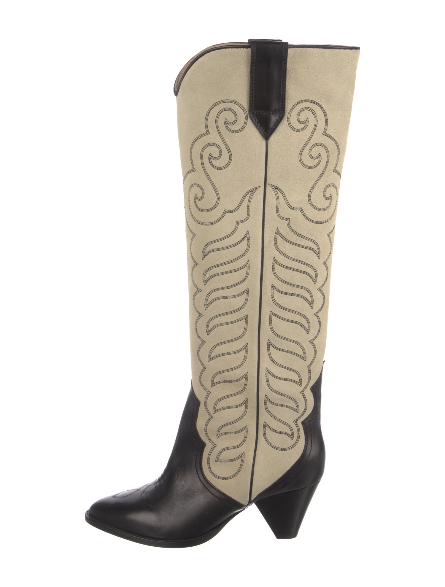 Isabel Marant Suede Colorblock Pattern Riding Boots