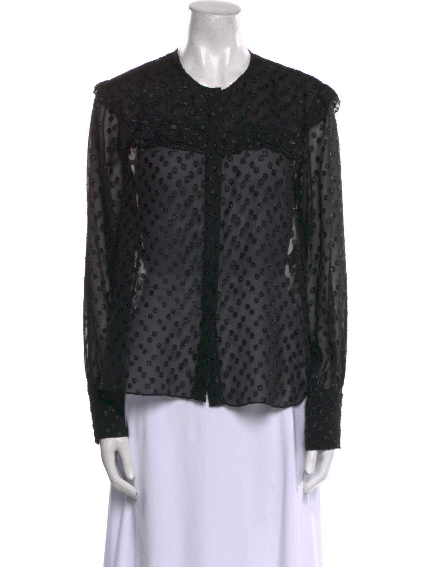 Isabel Marant Polka Dot Print Crew Neck Button-Up Top