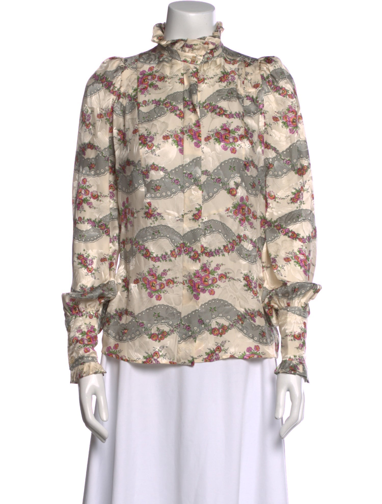 Isabel Marant Floral Print Mock Neck Blouse