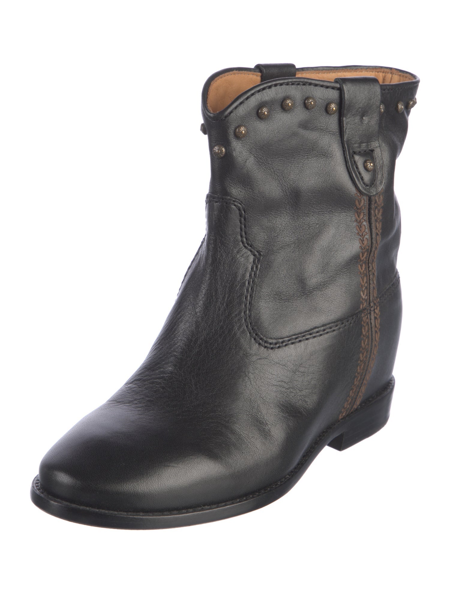 Isabel Marant Leather Studded Accents Moto Boots