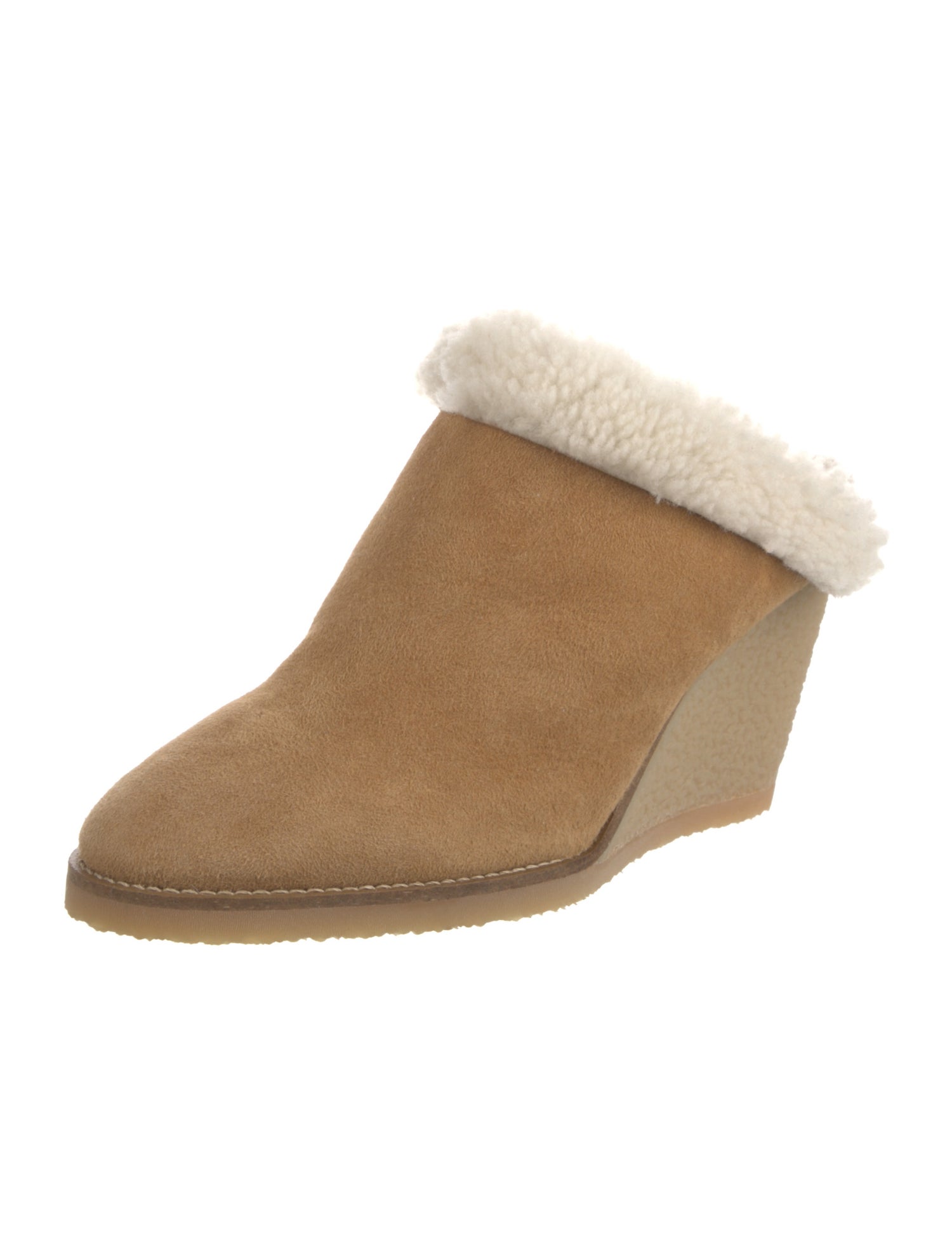 Isabel Marant Suede Fur Trim Mules