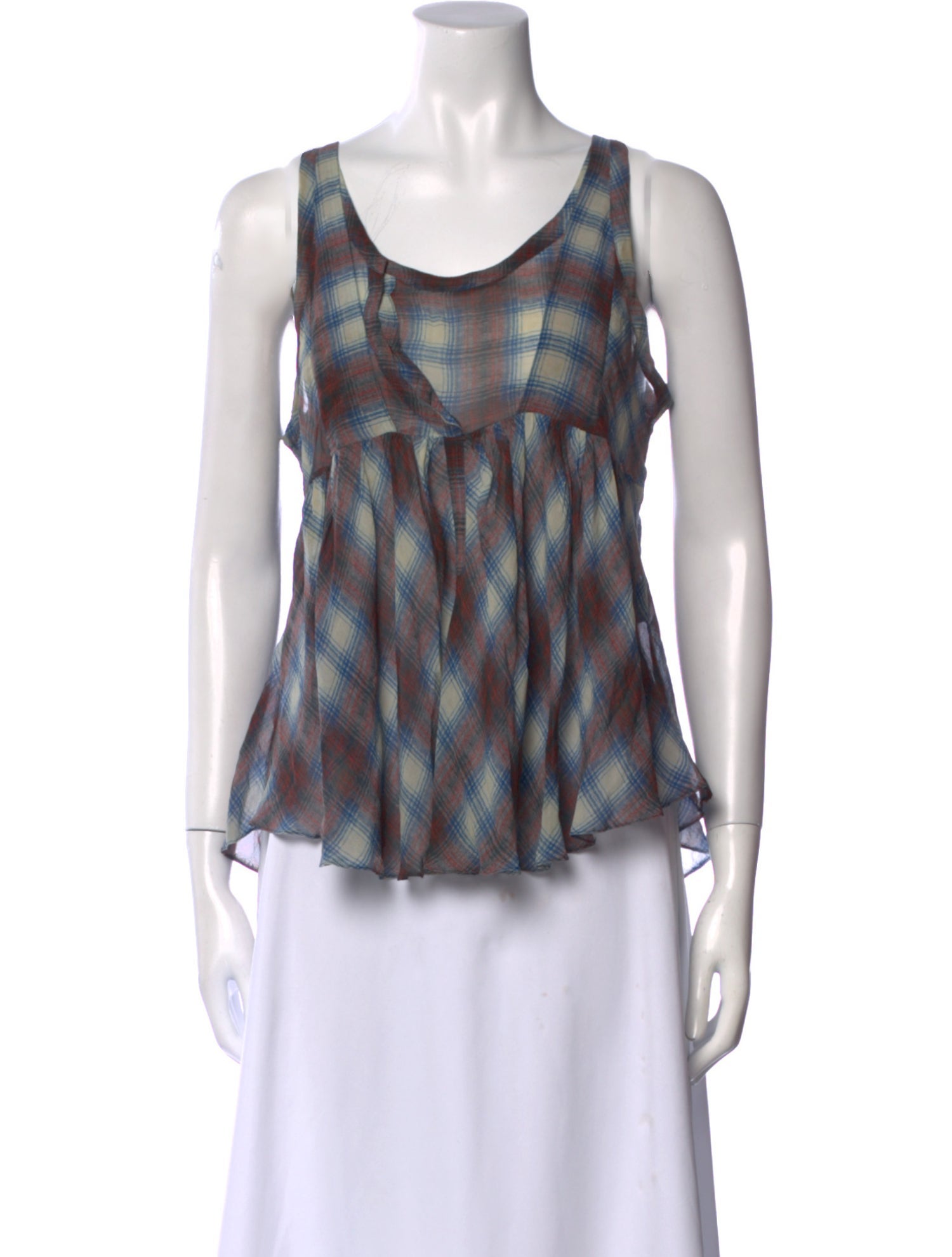 Isabel Marant Silk Plaid Print Top