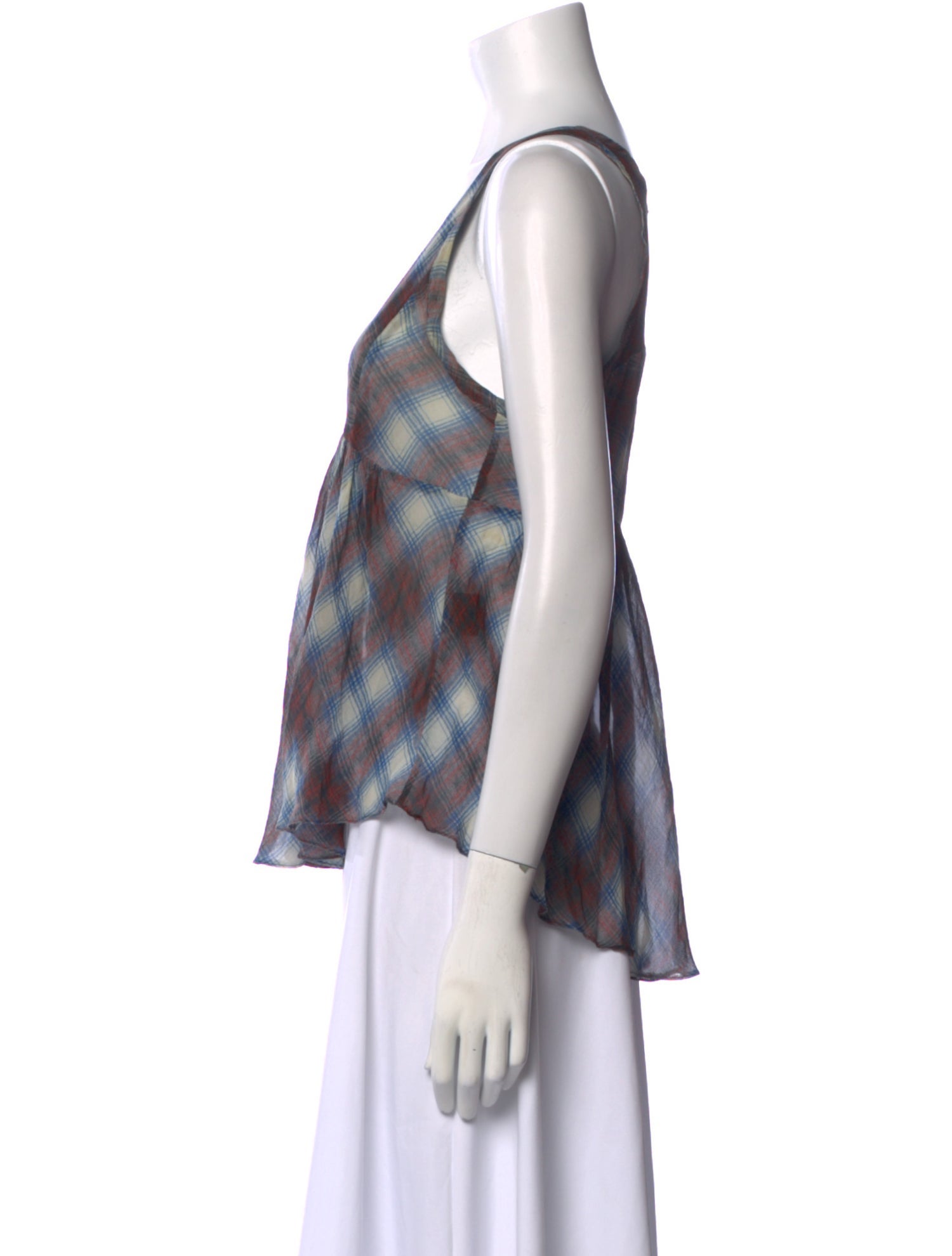 Isabel Marant Silk Plaid Print Top