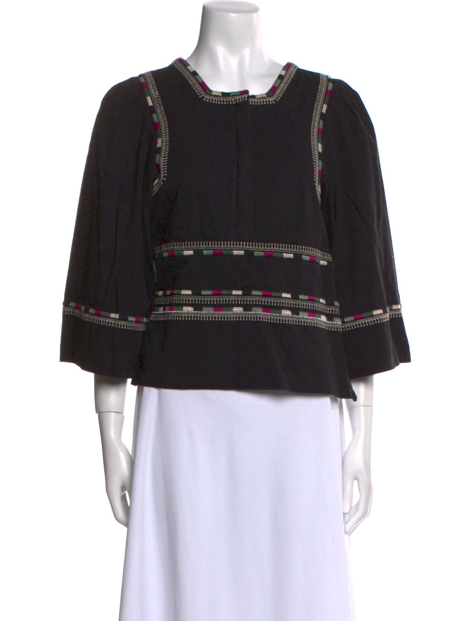 Isabel Marant Square Neckline Three-Quarter Sleeve Top
