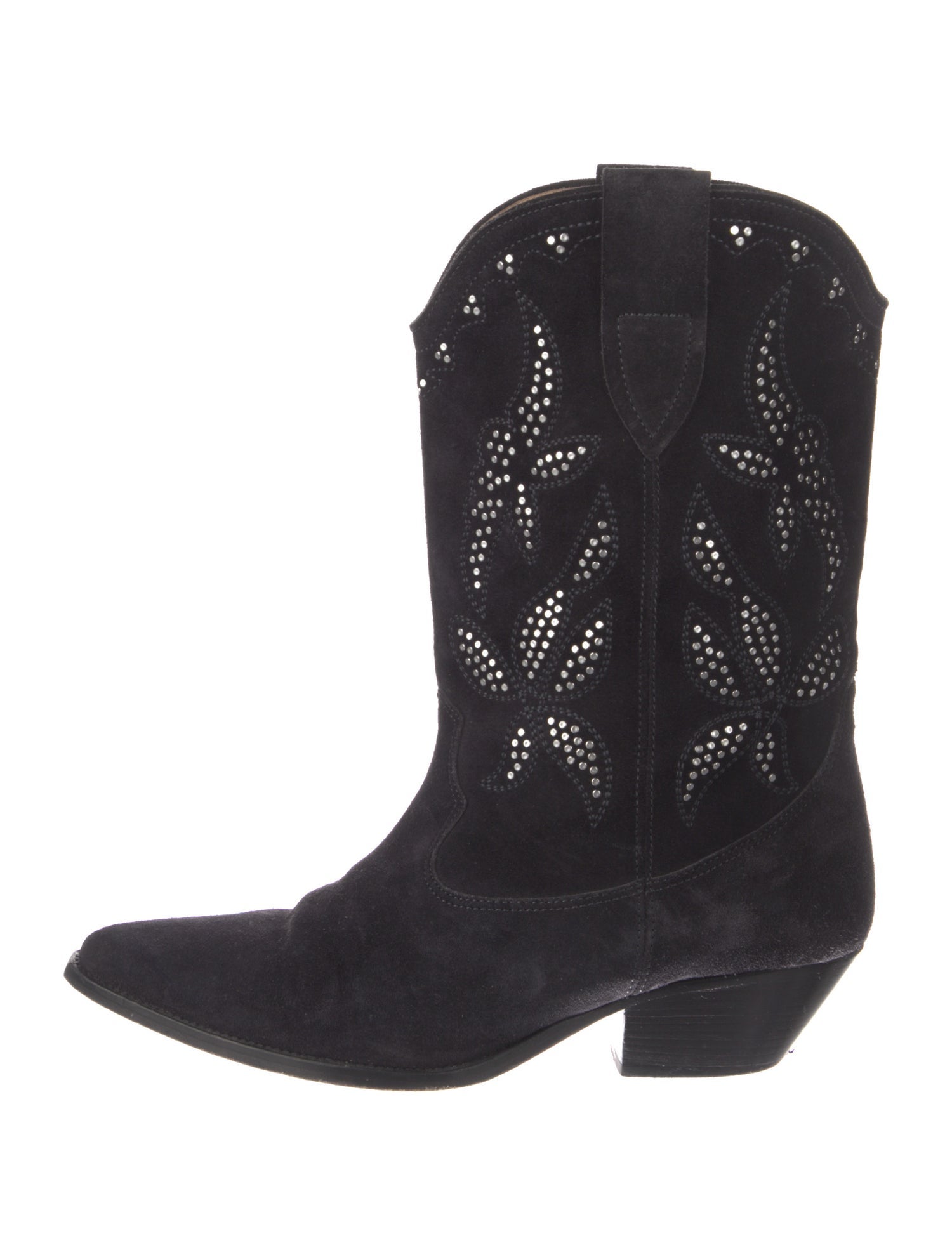 Isabel Marant Suede Embroidered Accent Western Boots