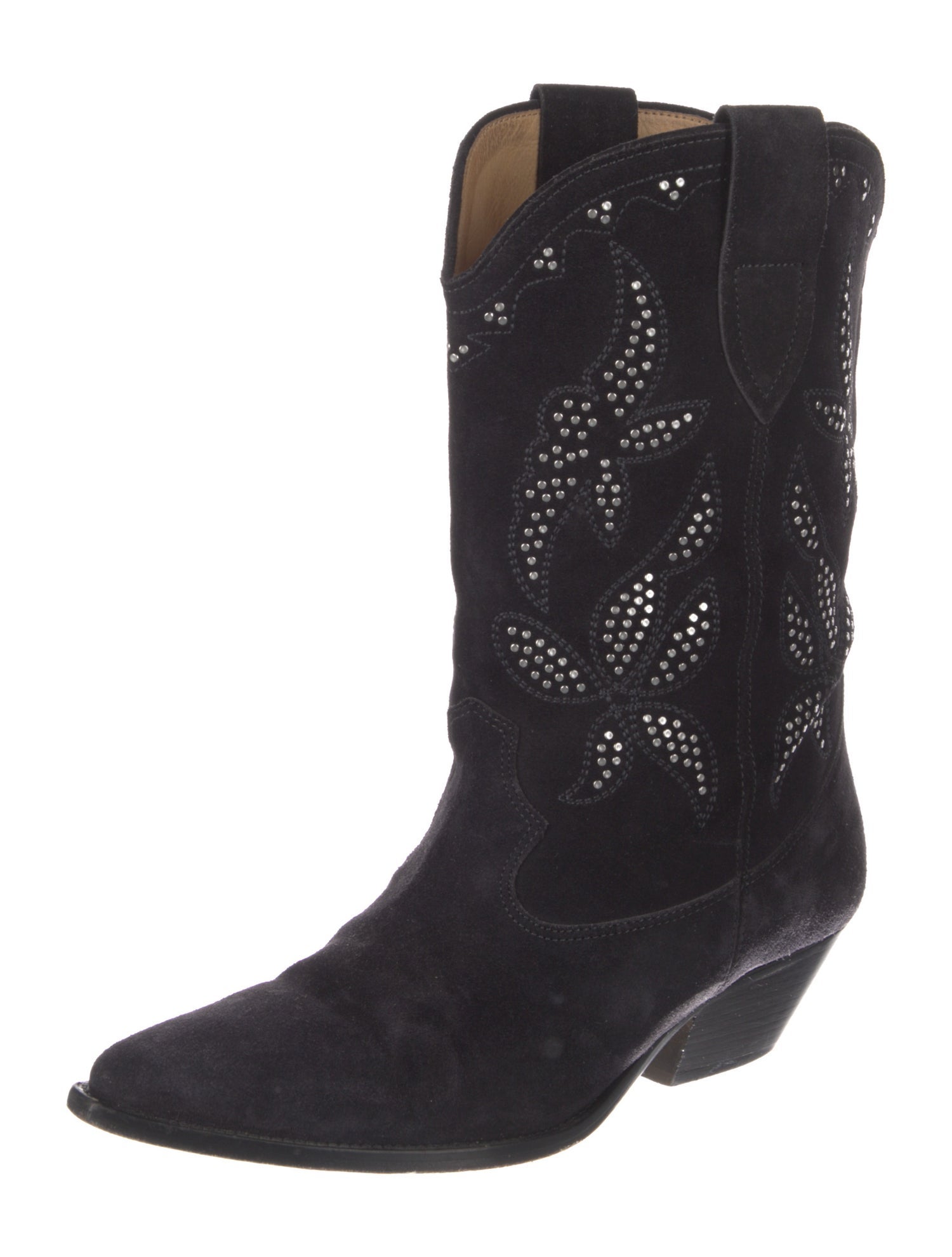 Isabel Marant Suede Embroidered Accent Western Boots