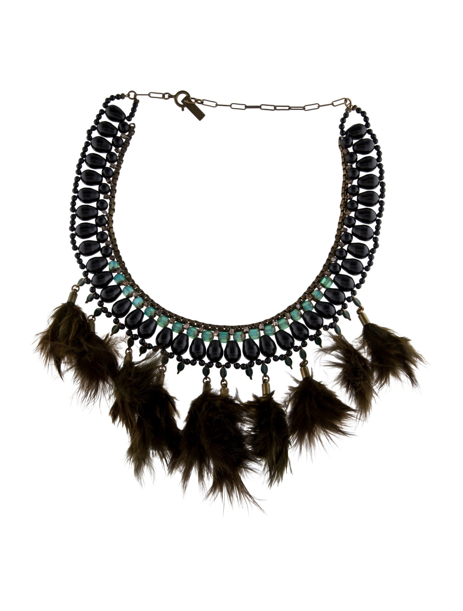 Isabel Marant Feather & Bead Collar Necklace