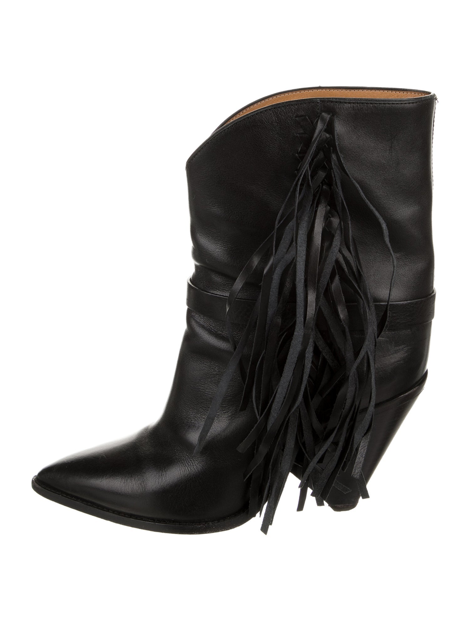 Isabel Marant Leather Fringe Trim Accent Western Boots