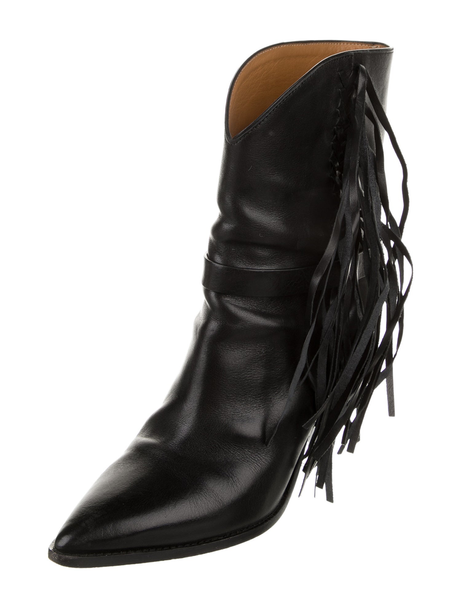 Isabel Marant Leather Fringe Trim Accent Western Boots