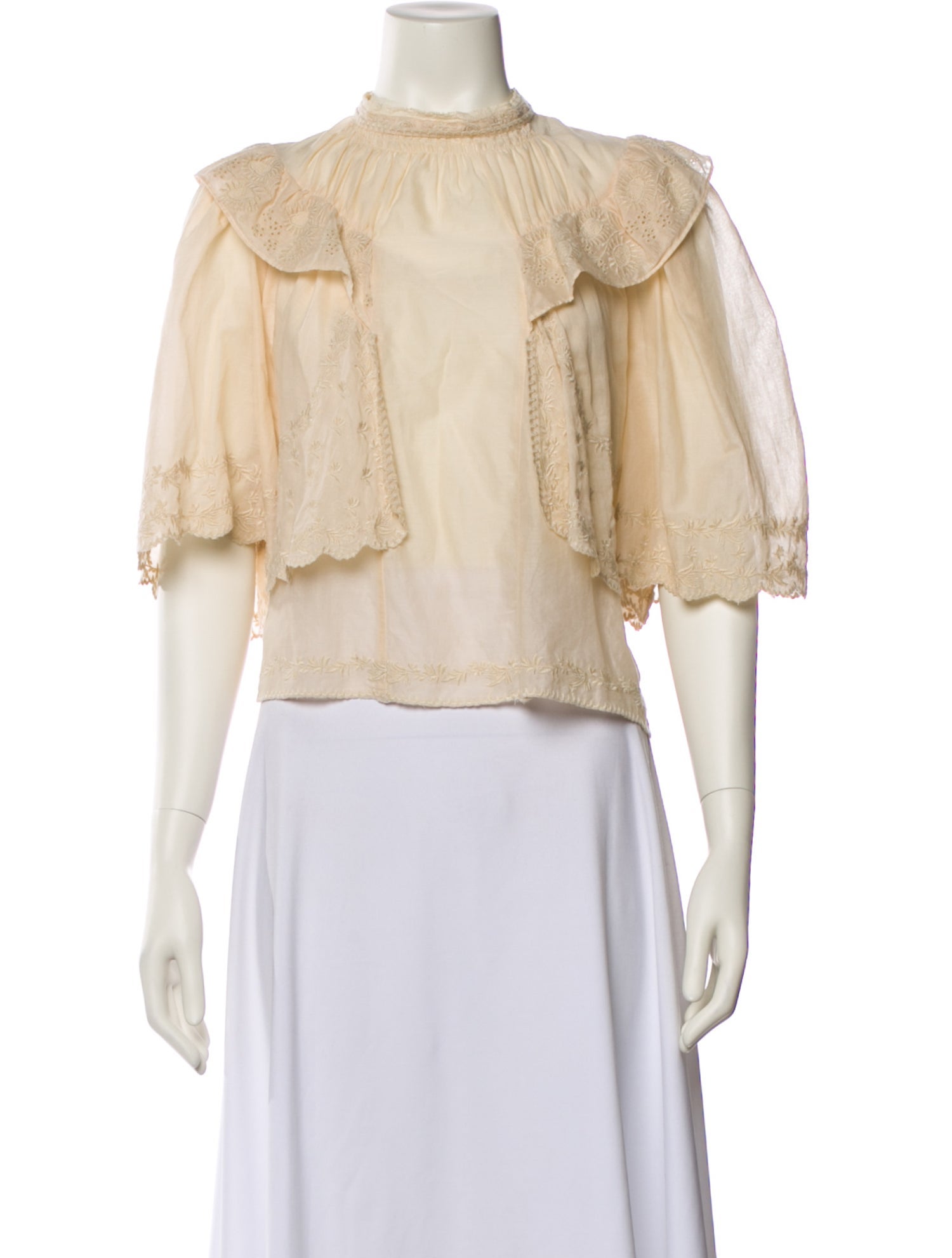 Isabel Marant Mock Neck Three-Quarter Sleeve Crop Top