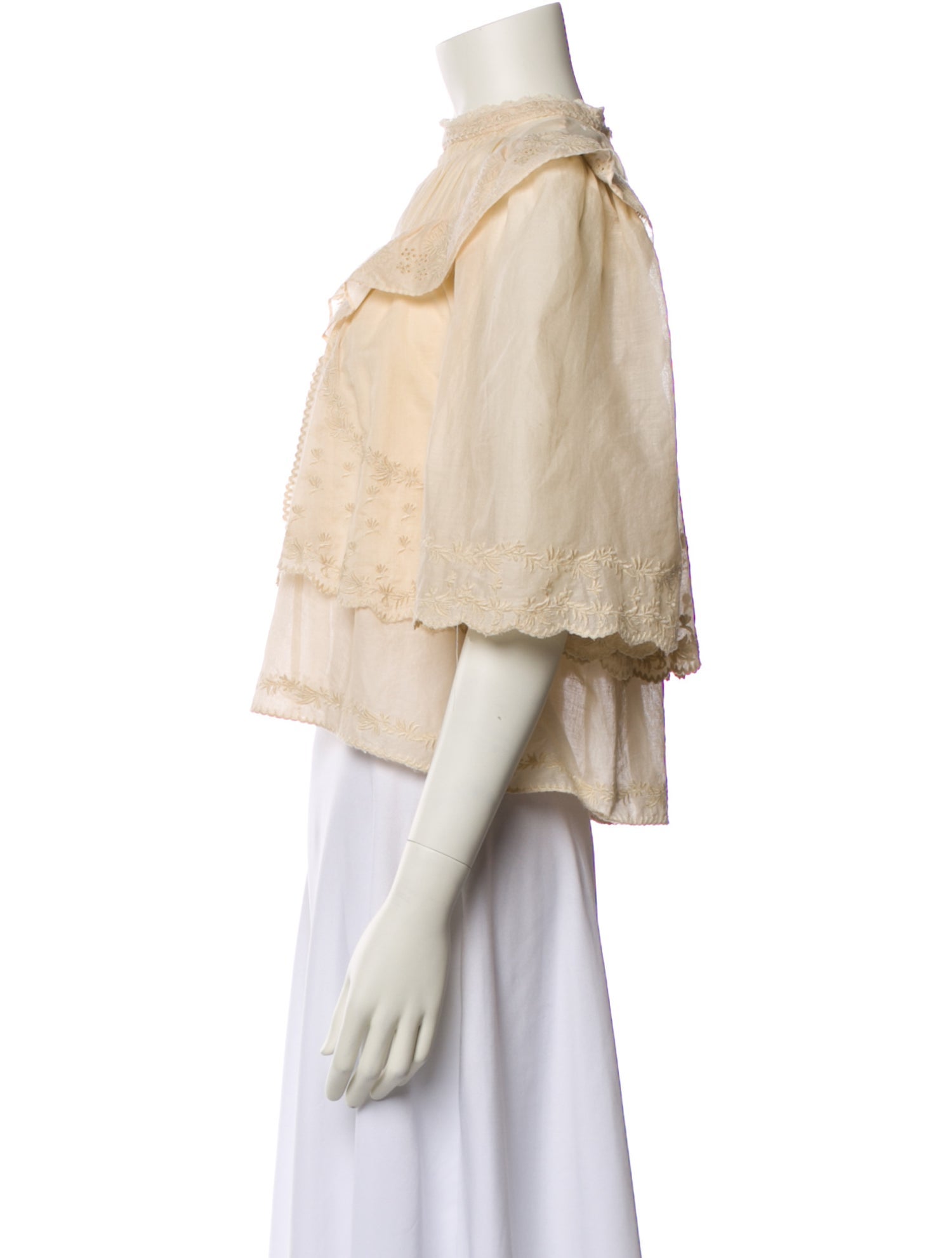 Isabel Marant Mock Neck Three-Quarter Sleeve Crop Top