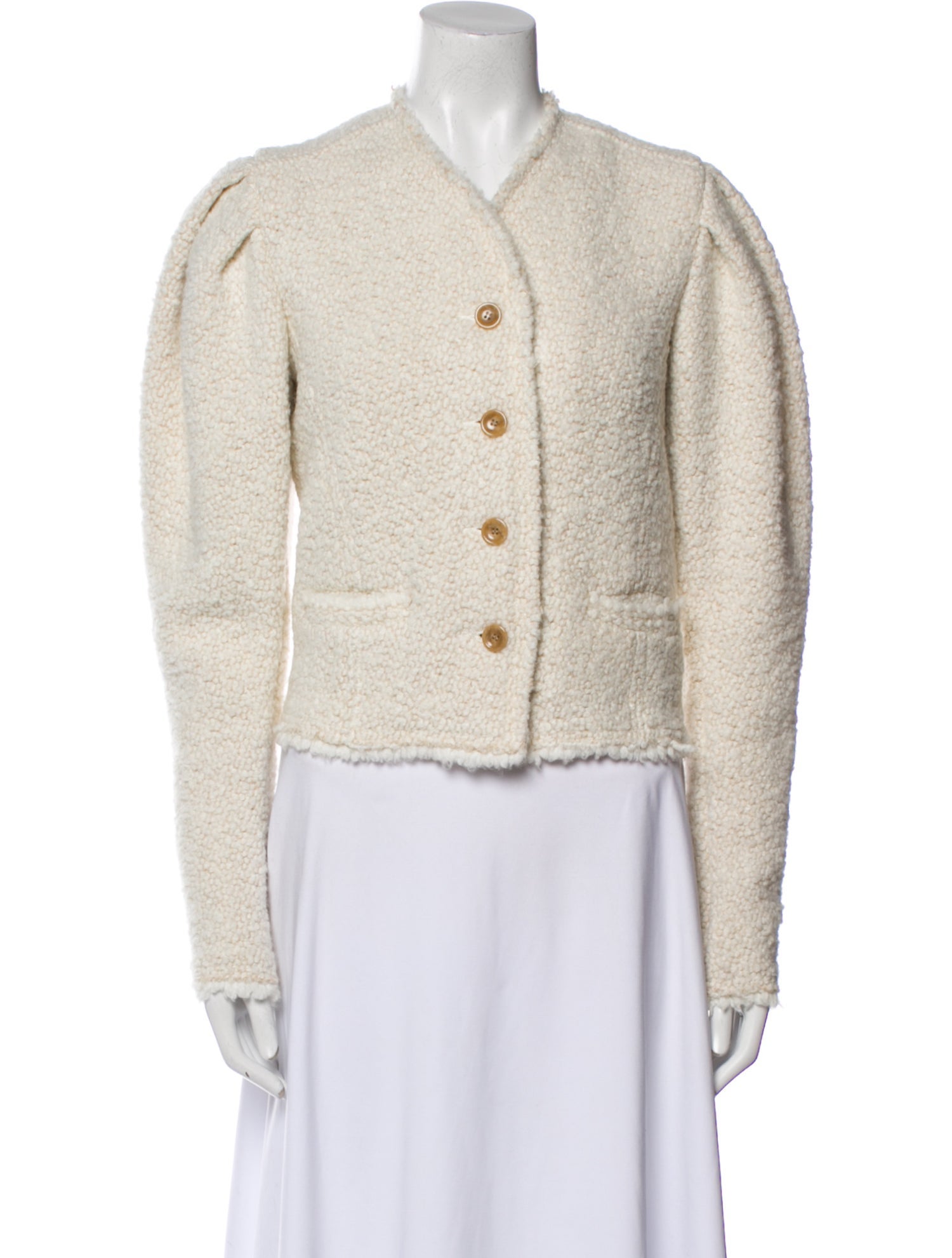 Isabel Marant Tweed Pattern Faux Fur Jacket